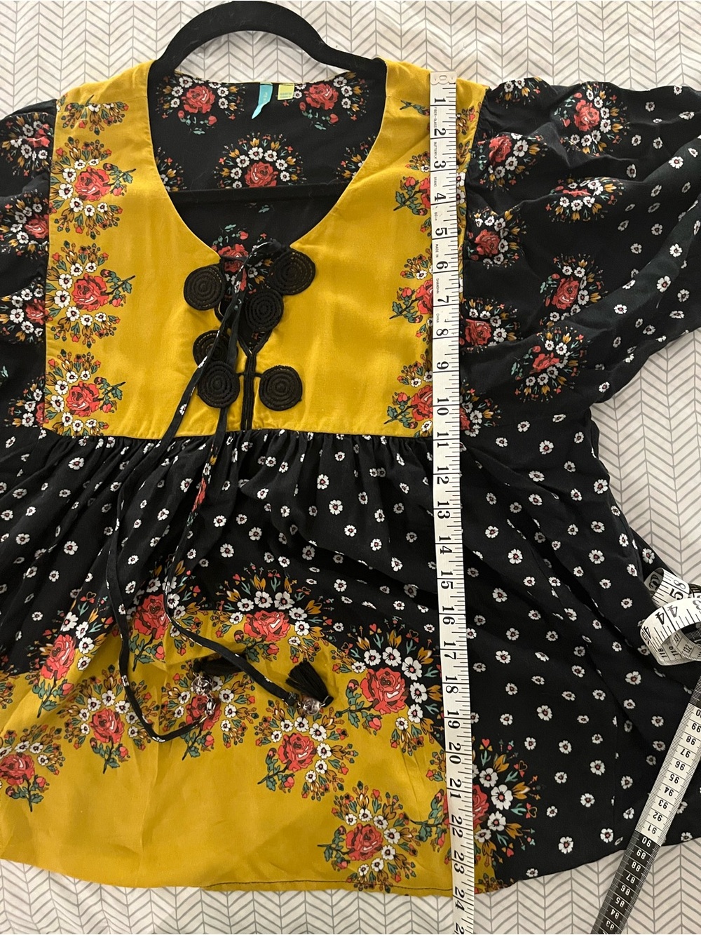 FARM Rio Black & Mustard Floral Boho Tunic - Picture 7 of 8